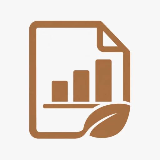 ESG report with emissions chart and sustainability leaf